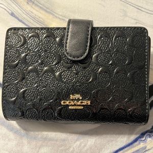 Coach Black Embossed Glitter Wallet